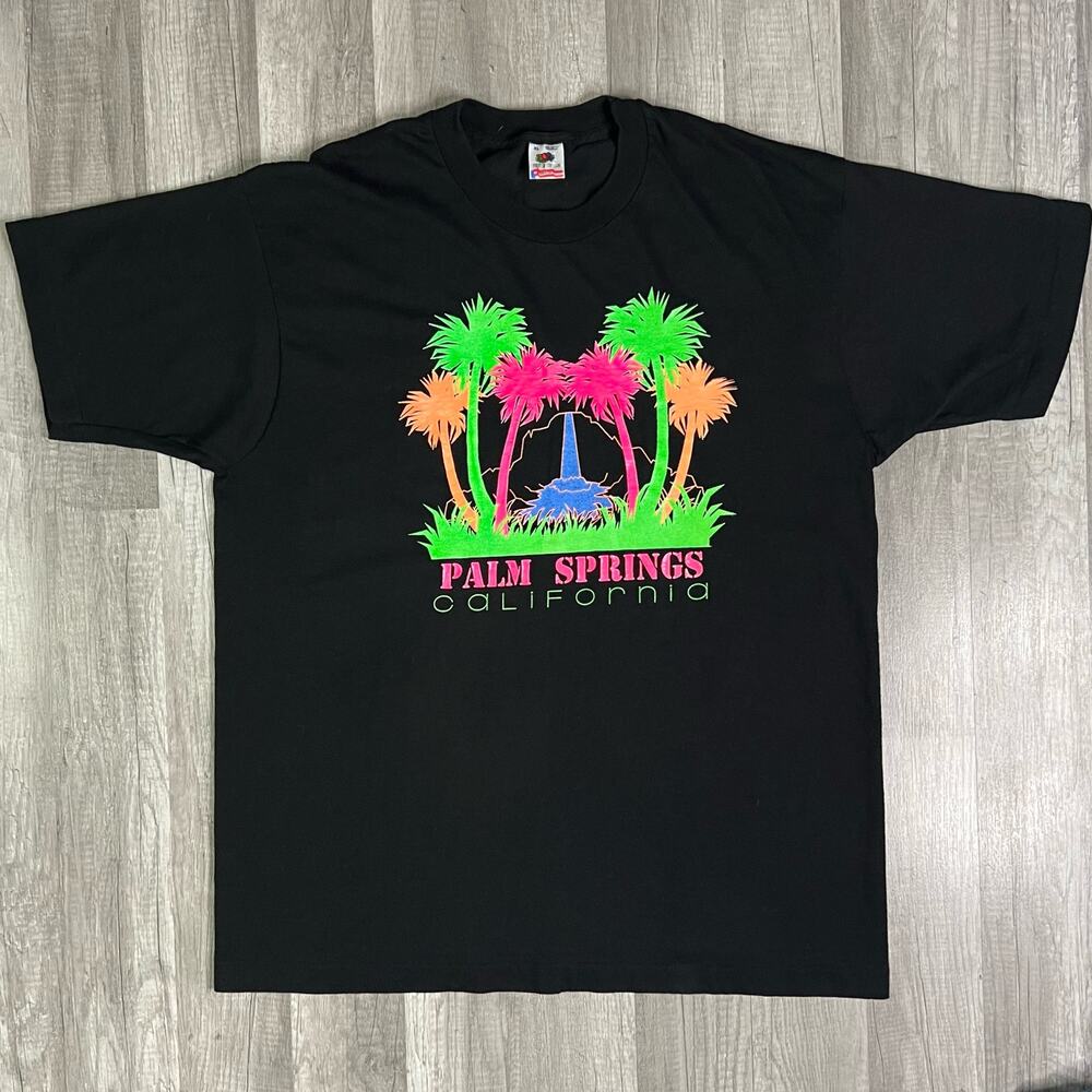 Vintage 90s Neon Palm Spring California Palm Tree Graphic XL